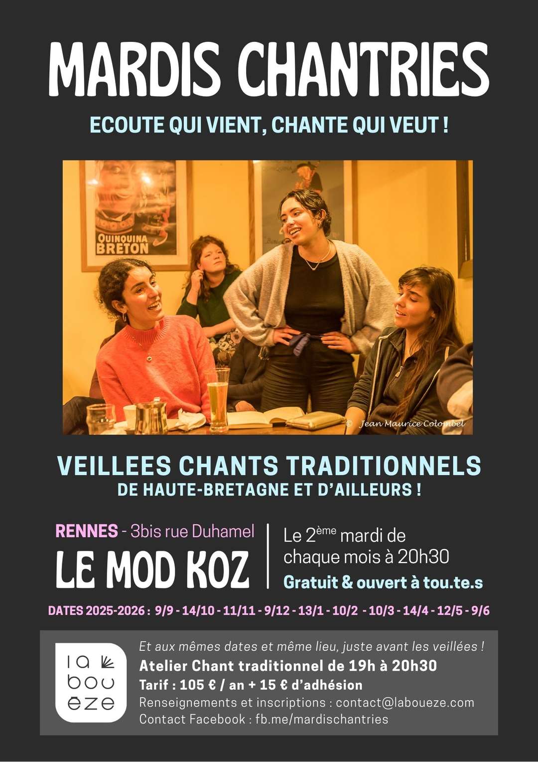 Mardis Chantries : prochaine veillée le mardi 11 novembre 2025